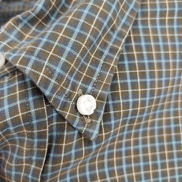 Ralph Lauren Button Down Shirt L Brown Blue Plaid Check Classic Fit 100% Cotton - Picture 7 of 11